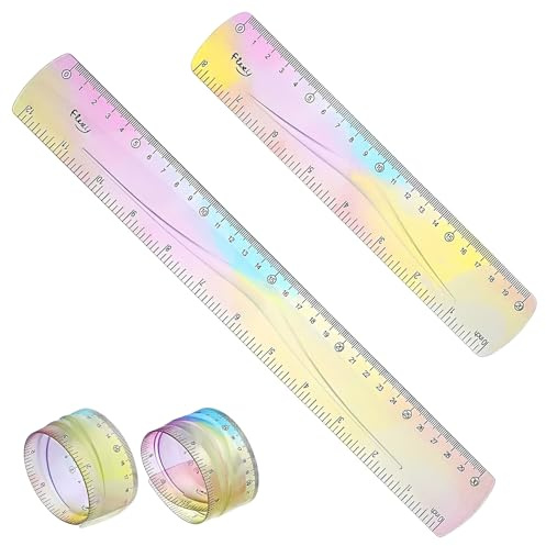 BLPRKOT 2 Piezas Regla de plástico de colores de 30 cm 20cm Irrompible Regla blanda Regla plana plegable Regla métrica Recta para la escuela Aula Niños y adultos