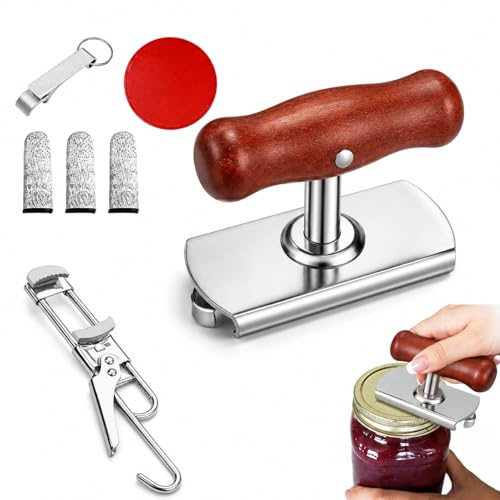 2Pcs Dosenöffner aus Edelstahl Senioren Set, Edelstahl Glasöffner Schraubdeckelöffner, Dosenöffner Senioren mit Verstellbarem Griff, für Schraubgläser für Familie, Picknick, Geschäft