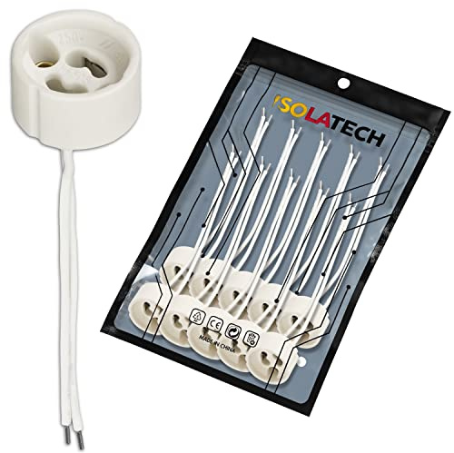 ISOLATECH 10x GU10 Standard Keramikfassung max.250V/2A | Für LED- und Energiesparlampen, Hitzebeständig, Geeignet für Küche, Badezimmer, Einbau- und Deckenleuchten
