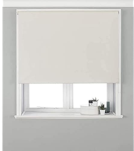 Eclipse Blackout Roller Blind - Ivory Cream - Ready Made (Fittings Included) - Temperature Control - Adjustable - 100% Polyester - 61cm width x 162cm drop (24 x 64 inches) - Made by Riva