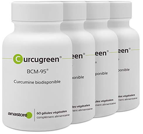 CURCUGREEN - Curcumine Biodisponible * PACK 3+1 GRATUIT * 160 mg / 240 gélules * Curcuma Titré à 95% en curcuminoïdes * Antioxydants, Cerveau, Muscles et Squelette
