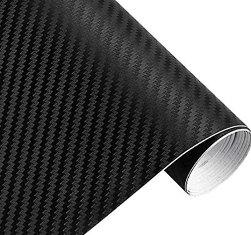 WDragon 30cmX200cm Black Carbon Fiber Vinyl Wrap Texture 3D self adhesive DIY Decor Sheet Roll Film (Black, 200cm x 30cm/6.5ft x 1ft)