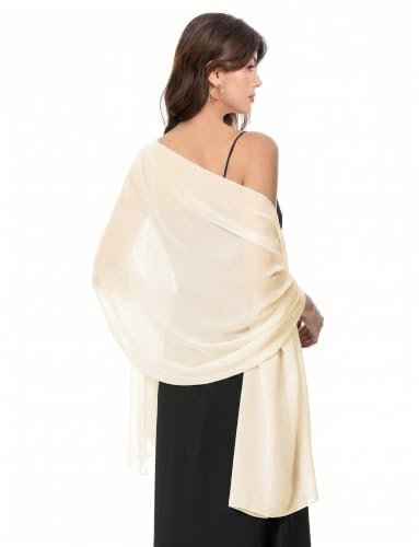 Baoqiya Damsjalar och sjalar för aftonklänning, chiffongsjal, mjuk elegant silkeslen pashmina-tyg, bröllops-/brudsjal, Length(79) * Width(19)