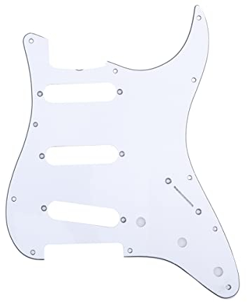Musiclily Pro 11 Löcher 62 Vintage Style SSS Strat Pickguard Gitarren Schlagbrett für American Stratocaster 62,3 lagig Weiß
