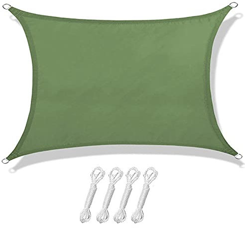 WIVAYE Sun Shade Sail Rectangle, 6ft x10ft Patio Canopy Cover with 4Pcs 1.5m Ropes, Waterproof Canopy Awning Shelter Fabric, UV Block Shade Sail for Outdoor Yard Patio Pools