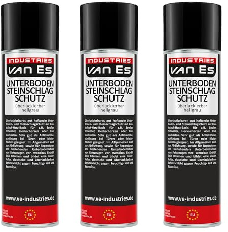 VE-INDUSTRIES 3x Unterbodenschutz | Steinschlagschutz | UBS Spray | hellgrau | 500ml | überlackierbar