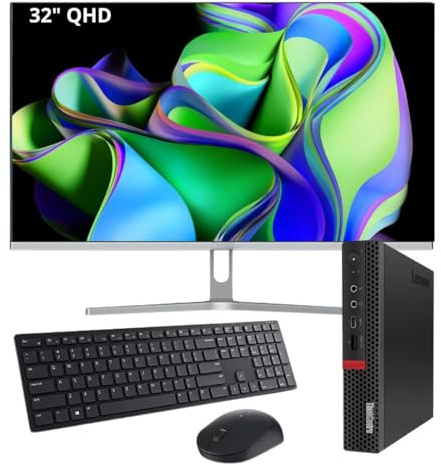 Lenovo PC Fisso Postazione Completa | Intel Core i7-8700T, 32GB RAM, SSD 1TB, Monitor 32/27 Nuovo | Tastiera e Mouse Wireless | Wi-Fi, HDMI | Windows 11 Pro + Office 2021 PC ricondizonato (P + 32)