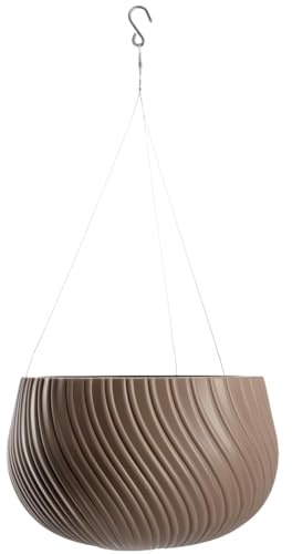 KADAX Hängkruka, blomampel med kedja och krok, hängande växtkruka för rankblommor, ytterkruka med insats, växtskydd för inomhus- och utomhusbruk (Ø 32 cm, brun)