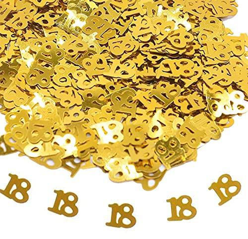 Confeti cumpleaños 18, oro confeti número 18 confeti 15g, para cumpleaños bodas aniversario fiesta decoraciones