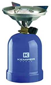 KEMPER – Hornillo de gas Camping 2200 W portátil, 1 fuego, cartucho de gas butano, 190 g, placa de acero inoxidable, 3 brazos dentados, cocina al aire libre, formato de viaje