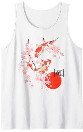 Cherry Blossom Koi Carpe Fish Japanese Sakura Art graphique Débardeur