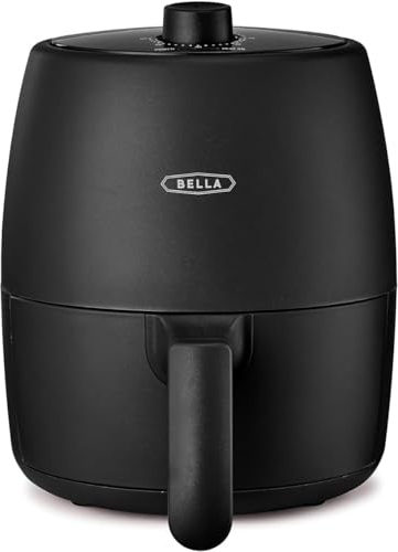 BELLA Friggitrice ad Aria Manuale da 2 L e Multicooker 5-in-1 con Vassoio e Cestello Antiaderenti Rimovibili e Lavabili in Lavastoviglie, 1200 Watt, Nero Opaco