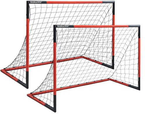 KAIHAOWIN Metall Fußballtor 76x91|125x185|193x244|203x308-Fußballtor mit Stahlrahmen Torpfosten-Tor Fussball Schnelle Montage für Kinder und Erwachsene-Fußball Tore für Drinnen und Draußen