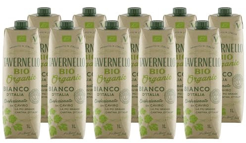 Tavernello Vino d'Italia Bio Weißwein, frisch & ausgewogen, Wein Cuvée in recycelbarem 1 Liter Tetra Pak, Weisswein trocken in Mehrwegverpackung, kein alkoholfreier Wein, 11.5% Vol. Alkoholgehalt