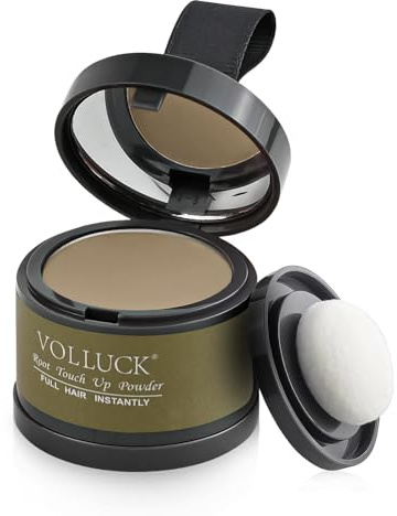 VOLLUCK Retoca Raices, Natural de Larga Duración Polvos Pelo Hombre Mujer Disimular Calvicie, Impermeable Cubre Canas Fibras Capilares 4g (Café Ligero)