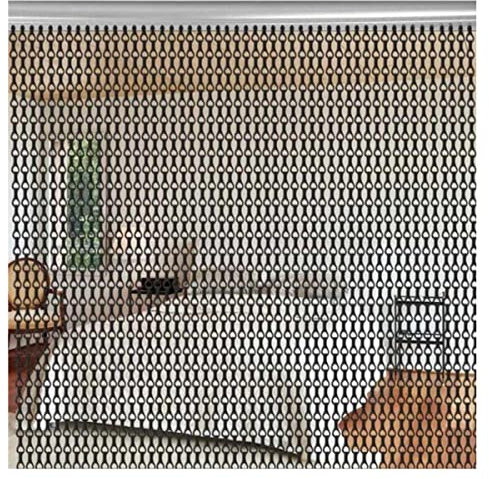 90 * 214.5cm Aluminium Black Metal Chain Strip Curtain Fly Pest Insect Control Decoration Door Screen-Customize