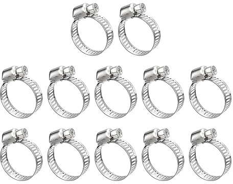 uxcell Worm Gear Hose Clamp, 12pcs 5/8 - 1 Adjustable Stainless Steel Hose Clamps Duct Clamp for Securing Hose, Pipe, Plumbing, Tube and Fuel Line