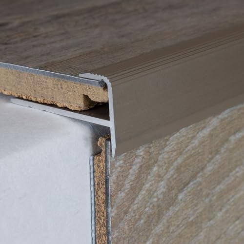 PROVISTON | Profilé de bordure et de finition | Aluminium | 15,5 x 34 x 1000 x 8,5 mm | Bronze clair | Profil d'insertion | Barre de finition | Profil de sol