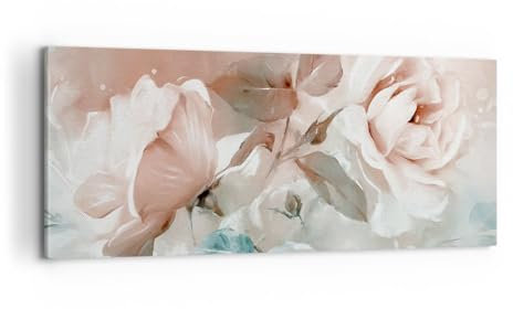 ARTTOR Cuadro Decorativo 100x40cm Moderno Panorámico Botánica Flores - 5505 | Romántico Rosas Cuadro sobre Lienzo Arte mural Decoración del Hogar Salón Dormitorio Cocina Oficina Cuadros de Pared Estilo