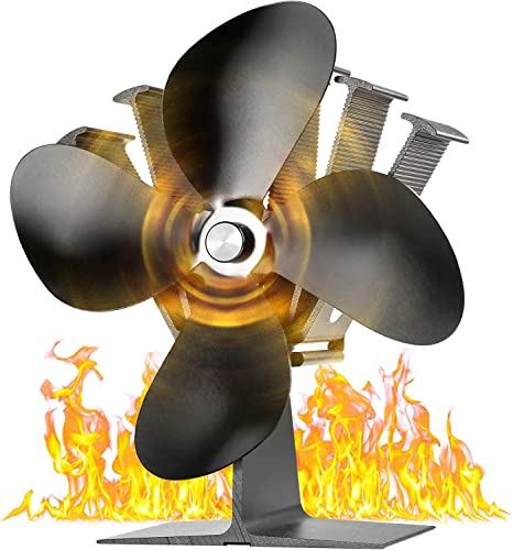 WYWL Ventilateur de poêle à 4 lames efficace alimenté par la chaleur – Ventilateur silencieux pour brûleur à gaz/granulés/bois – Pas d'électricité nécessaire – Améliore la circulation de la chaleur