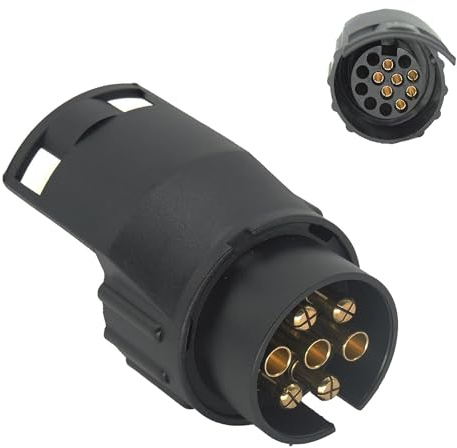 HISports Premium Anhänger Adapter 7 auf 13 Polig 12V Auto zu Hänger, Adapter für PKW LKW Wohnwagen Wohnmobil Anhängerkupplung 7 Pol auf 13 Anhängeradapter, Adapterstück Schwarz (1 Stück)