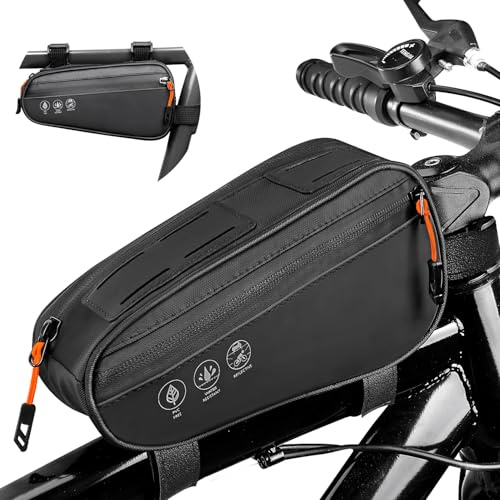 WOTOW Bolsa Triangular Impermeable para Bicicleta, con Dos Bolsillos Laterales, Reflectante para Tubo Superior de Bicicleta, para Ciclismo de Carretera (1.2L)