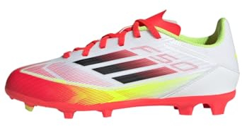 adidas Unisex niños F50 League Football Boots FG/MG Kids, Cloud White/Core Black/Solar Yellow, 31 EU