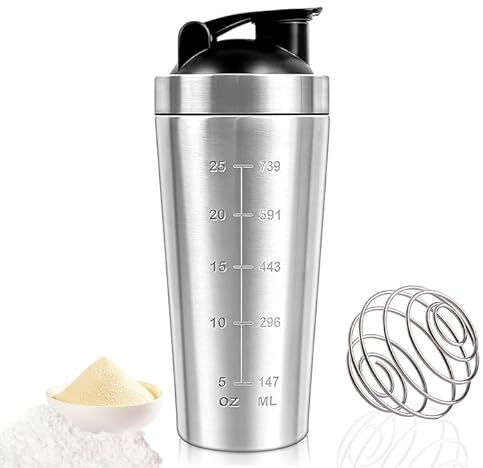 YANGUN Stainless Steel Protein Shaker, Metal Protein Shaker, Metal Shaker Bottle, Stainless Steel Protein Shaker Cup, BPA-Free, Leak Proof Metal Sports Water Bottle for Men&Women 900ml