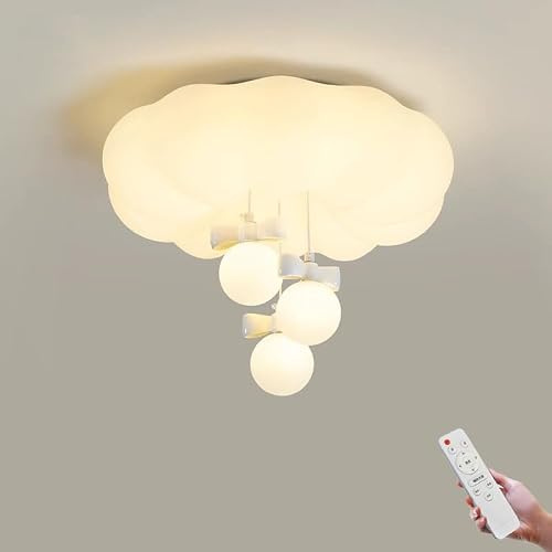 LOGT Moderne LED Deckenleuchte, LED Deckenlampe Dimmbar mit Fernbedienung, Kinderzimmer Wolken Schlafzimmer Lampe, Dekorative Kronleuchter Kinder Zimmer Deckenlich für Schlafzimmer Wohnzimmer