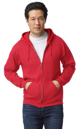 TICTEX Sudadera con Capucha Unisex | Chaqueta Polar Hombres y Mujeres | Sudadera con Capucha y Cremallera | Chaqueta Ligera de Verano | Rojo, L