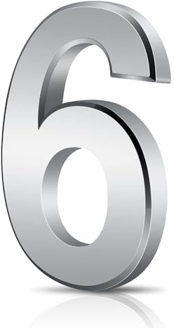 3 Inch Door Numbers, 3D Self Adhesive Mailbox Numbers 0-9, Address Numbers Waterproof House Numbers Street Number Stickers for House Mailbox Apartment Hotel Courtyard Cafe, Silver (Silver6)