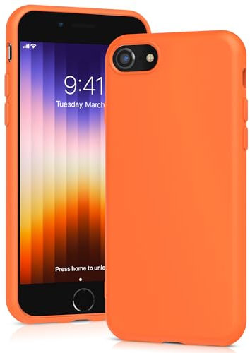 YATWIN Silicone Case for iPhone SE 2020/2022, iPhone 8/7, Soft-Touch, Shockproof, DustProof, Antiskid Apple Phone Cover for iPhone SE 2nd 3rd Generation - Orange