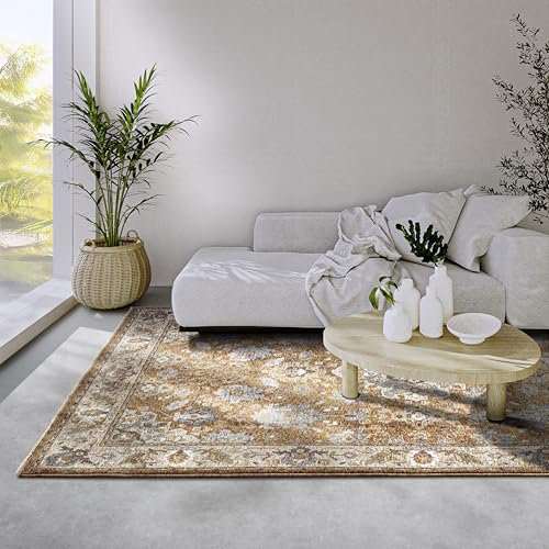 Villeroy & Boch Egon - Alfombra Oriental de Pelo Corto con Flecos para salón, Dormitorio, Comedor, Pasillo, Cobre, Multicolor, 160 x 225 cm