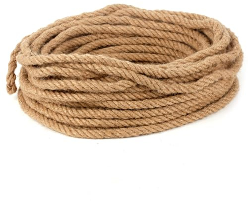 Juteseil 10mm 26m 100% Natur Hanfseil Kordel Jutekordel Deko Dekoration Makramee Garn für Garten Jute Tauwerk Handlaufseil Schiffstau Schnur Paketschnur (26 Meter, 10mm)