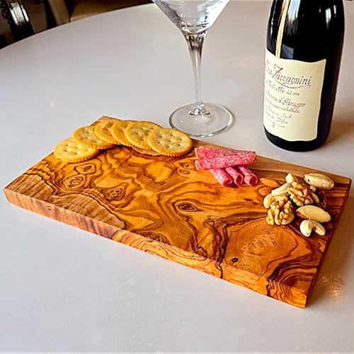 Handcrafted Olive Wood Rectangular Cutting Board | Natural Wood Grain Serving Board | Perfect for Kitchen Prep, Cheese & Charcuterie | Eco-Friendly, Durable