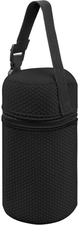 Linkidea Insulated Food Jar Storage Bag Compatible with Thermos 24 oz | Thermos Carrier Lunch Tote Holder for Work, Travel & Picnic, Compatible with 25 oz Zojirushi Food Jar (Black)