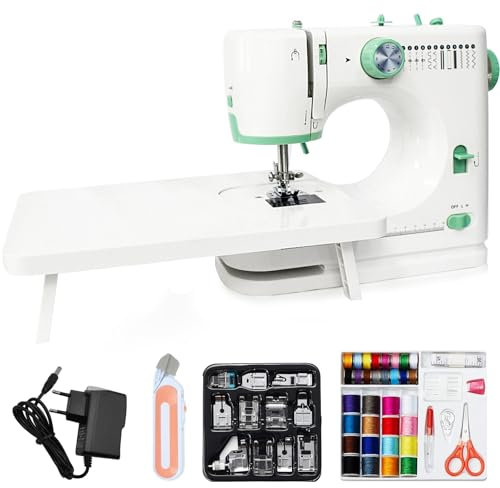 Outbit Nähmaschine für Anfänger 12 Stichmustern Elektrische Nähmaschine mit Ausziehtisch Multifunktionsnähmaschine mit Nähzubehör