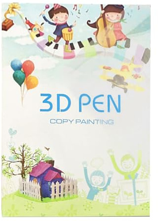 Malbuch 3D -Druckstift, 3D -Druckzeichnung Zeichnungsbuch - Papier-Vorlage 3D -Stift,Wiederverwendbare farbige 40 Muster -Vorlage mit 2 klaren Tellern, Schablonen für Kinder