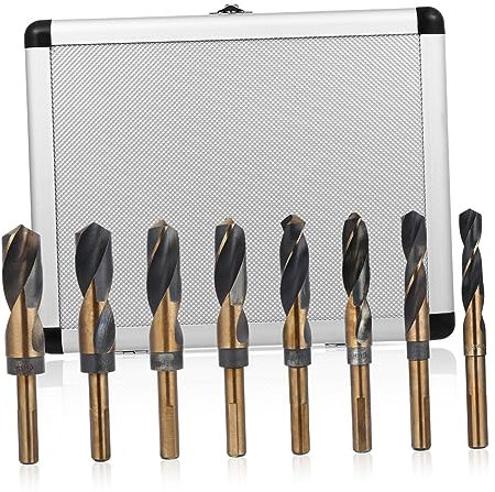 jojofuny Juego de 8 Brocas Helicoidales de Acero, Vástago Recto, Corte Preciso para Madera, Metal y Plástico, Caja de Aluminio