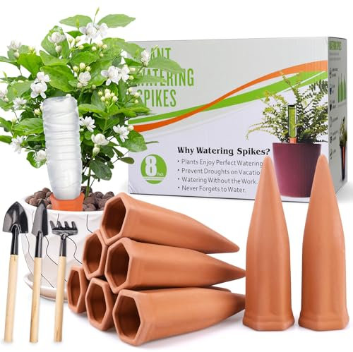 BBWELL 8 Stück Tonkegel Bewässerung,Terrakotta Bewässerung,Automatische Keramik Bewässerungsgeräte,Plant Flaschenadapter,für Pflanzen im Urlaub Bewässerung,Wein und PET Flaschen Bewässerungskegel