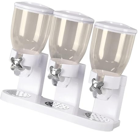 Colcolo Kitchen Container Grain, Storage Container Organizer,Canister Organization Breakfast Counter Flour Oatmeal Cereal Dispenser, Three Cup White
