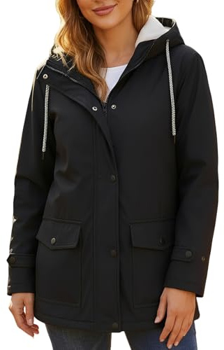 Mujeres Chaquetas impermeables al aire libre Softshell Chaqueta con capucha Windbreak Impermeable para el otoño invierno