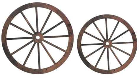 PRETYZOOM 2er Holzwagenräder 30 cm Vintage Wandbehang aus Massivholz, rustikale Western-Deko für Garten, Bar, Terrasse & Wohnzimmer