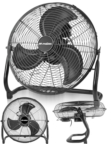 MalTec Standventilator Luftzirkulatoren, Bodenventilator, Windmaschine leise 44cm,hoher Luftdurchsatz, robuste Metallausführung, 3 Geschwindigkeitsstufen, für Schlafzimmer, Büro, Wohnung, Terrasse