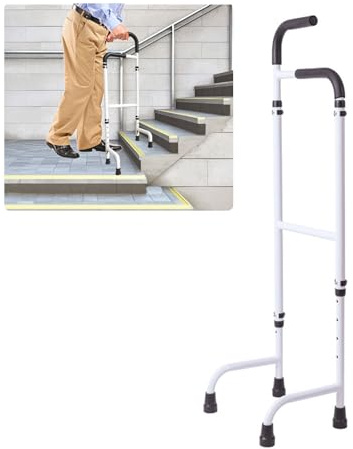 Treppensteighilfe aus Aluminium, Treppenhebehilfe Verstellbare Höhe 76 cm-117 cm, Stabiler Treppenstock, Höhenverstellbar Gehhilfe für Senioren Erwachsene, Tragfähigkeit 136 KG