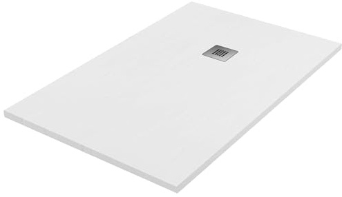 Plato de ducha de resina color blanco 90 x 90 cm con rejilla y desagüe – Showey
