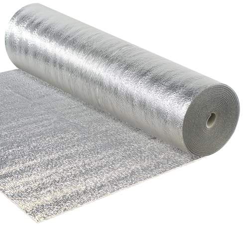 GEEZY Radiator Foil 4m x 50cm - 3mm Thick Reflective Insulation Roll, Heat Deflector Panel for Energy Saving, Thermal Efficiency, Aluminium Insulation Foil for Behind Radiators, Homes & Offices