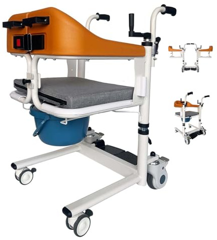 Juodkeo Elevatore di transfert sedia-sedia a rotelle, elevatore per pazienti – Sedia a rotelle manuale portatile per casa – Seduta divisa 180° – Sedia a rotelle bagno per anziani paralizzati, disabili
