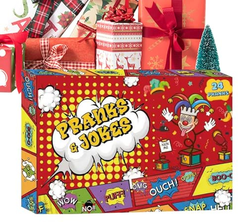 Streiche Adventskalender Set | 24 Weihnachten Countdown Kalender - Gag Streich Spielzeug Requisiten - Für Teenager Erwachsene Mädchen Männer Frauen Halloween Hausparty Aprilscherz