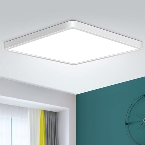 EUG-PRODUCTS Deckenlampe Led Deckenleuchte Eckig 24W 5000K 2400LM Lampen Led Deckenbeleuchtung für Badezimmer Schlafzimmer Wohnzimmer Küche Bad Keller Balkon,Ultra Dünn Wohnzimmerleuchte Ø29*2.5cm